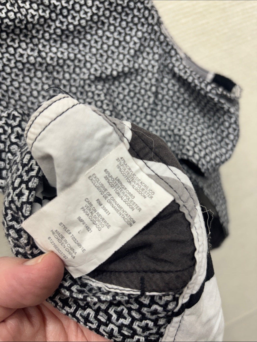 Jolt vintage Black & White Patterned Vest large - Picture 5 of 7